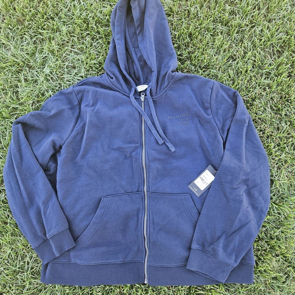 NWT Peloton Men’s 2XL Full Zip Relaxed Fit Hoodie Navy Blue